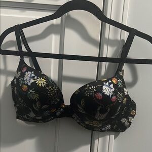 Victoria's Secret Black Floral Push-Up Bra